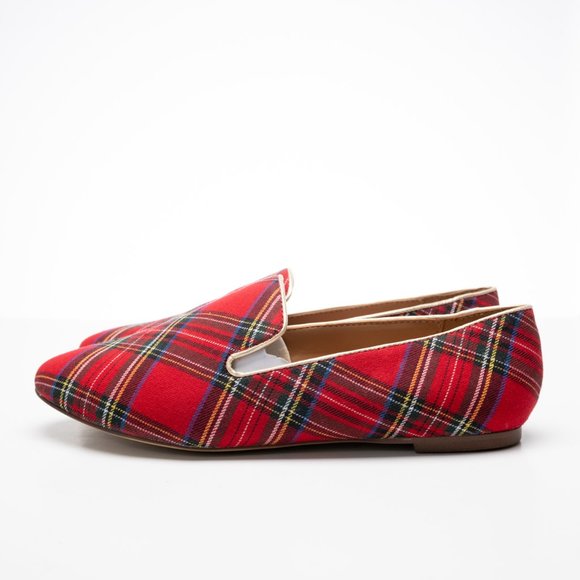 NEW J. Crew Tartan Loafers in Red Black Multi plaid - Picture 5 of 16